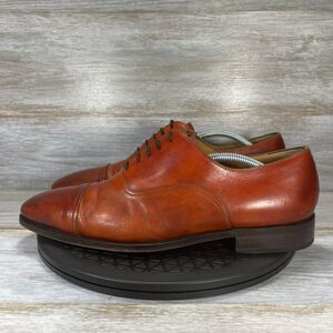 MAGNANI Men's Brown Leather Cap Toe Oxford Dress Shoes Size 11